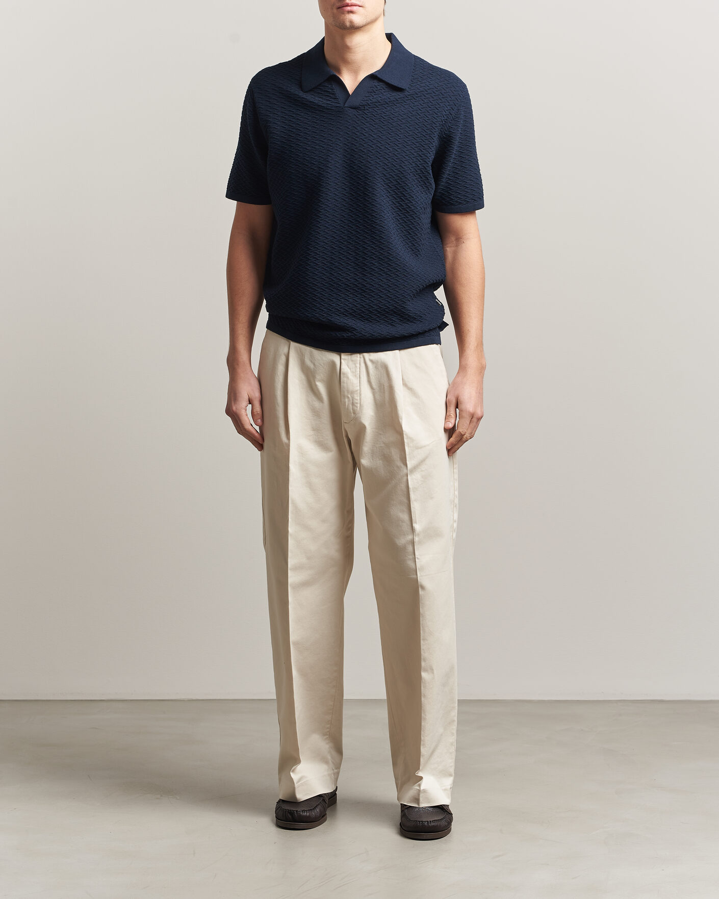 Heren | Polo's | NN07 | Paul Structured Knitted Polo Navy Blue
