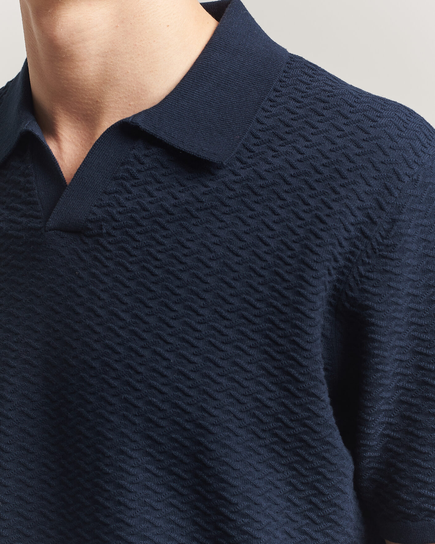 Heren | Polo's | NN07 | Paul Structured Knitted Polo Navy Blue
