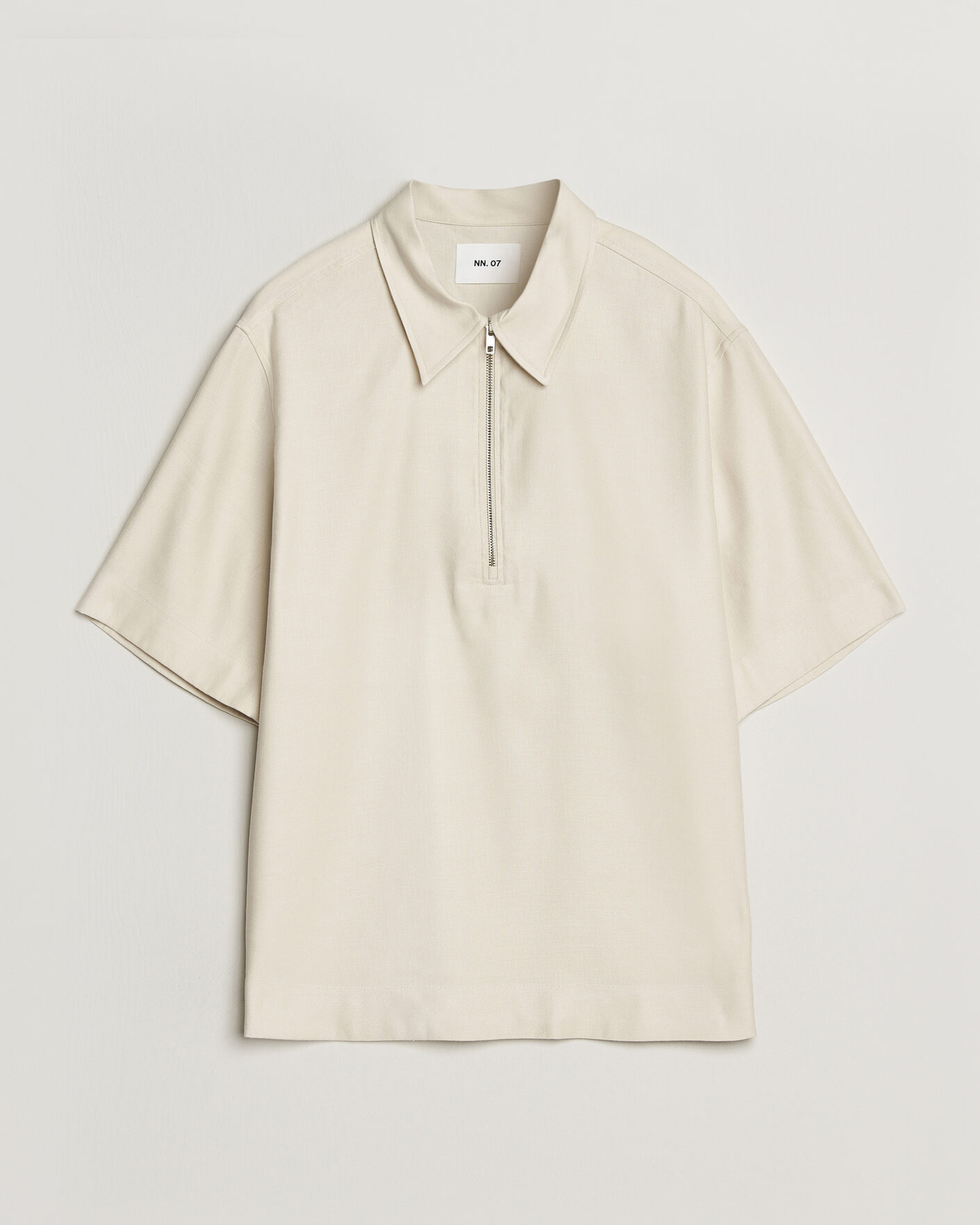 Heren | Polo's | NN07 | Bruno Linen/Viscose Half Zip Polo Ivory