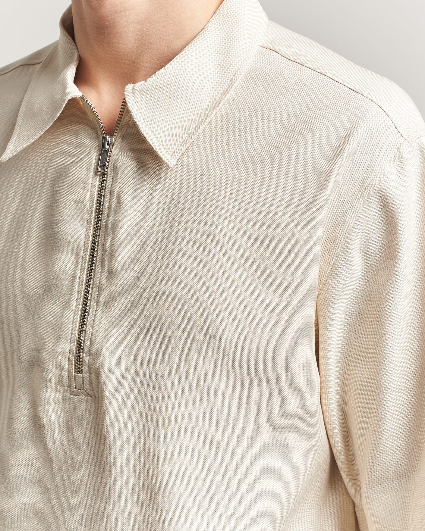 Heren | Polo's | NN07 | Bruno Linen/Viscose Half Zip Polo Ivory