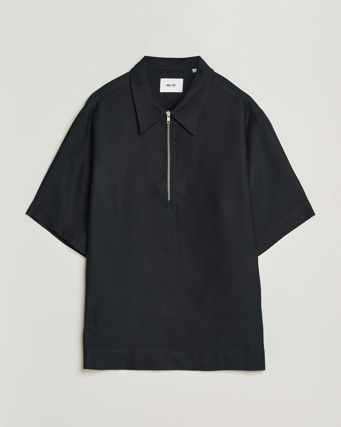 Heren | Polo's | NN07 | Bruno Linen/Viscose Half Zip Polo Black