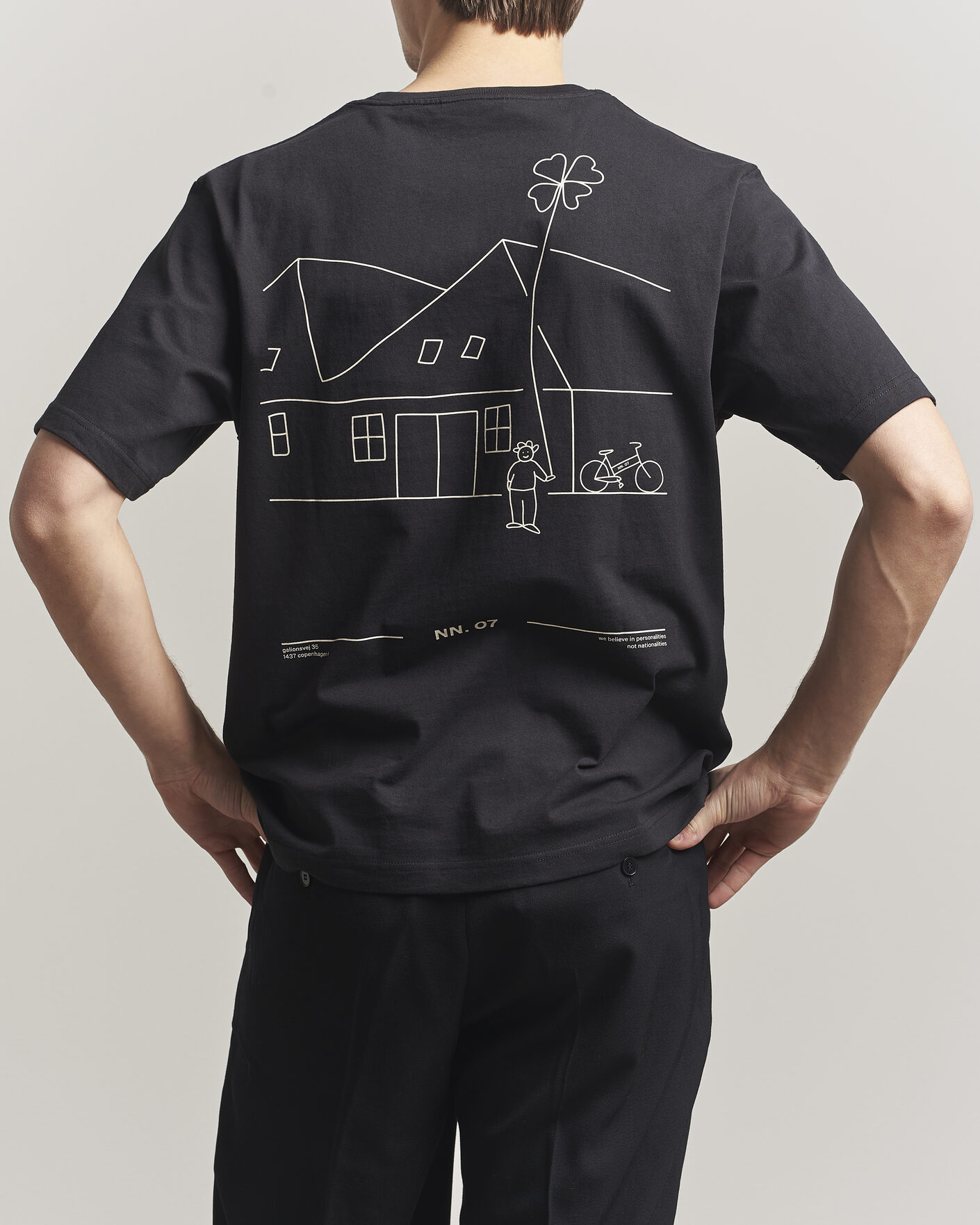 Heren | T-shirts | NN07 | Jett Washed Printed Crew Neck T-Shirt Black