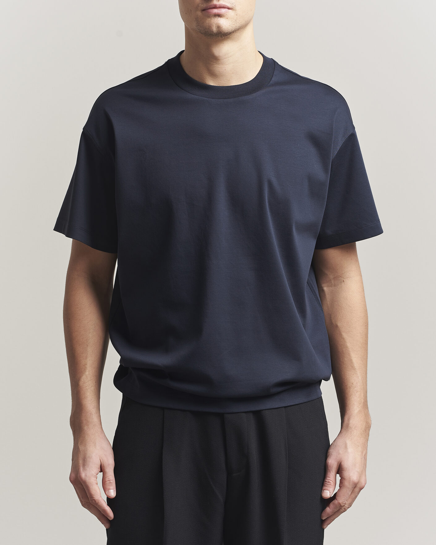Heren | T-shirts | NN07 | Lionel Mercerized Crew Neck T-Shirt Navy Blue