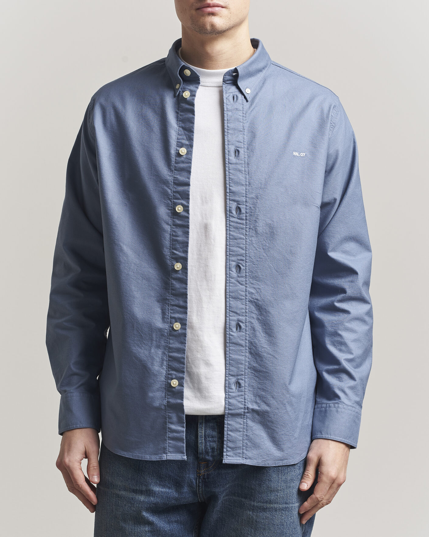 Heren | Overhemden | NN07 | Colby Oxford Shirt Stone Blue