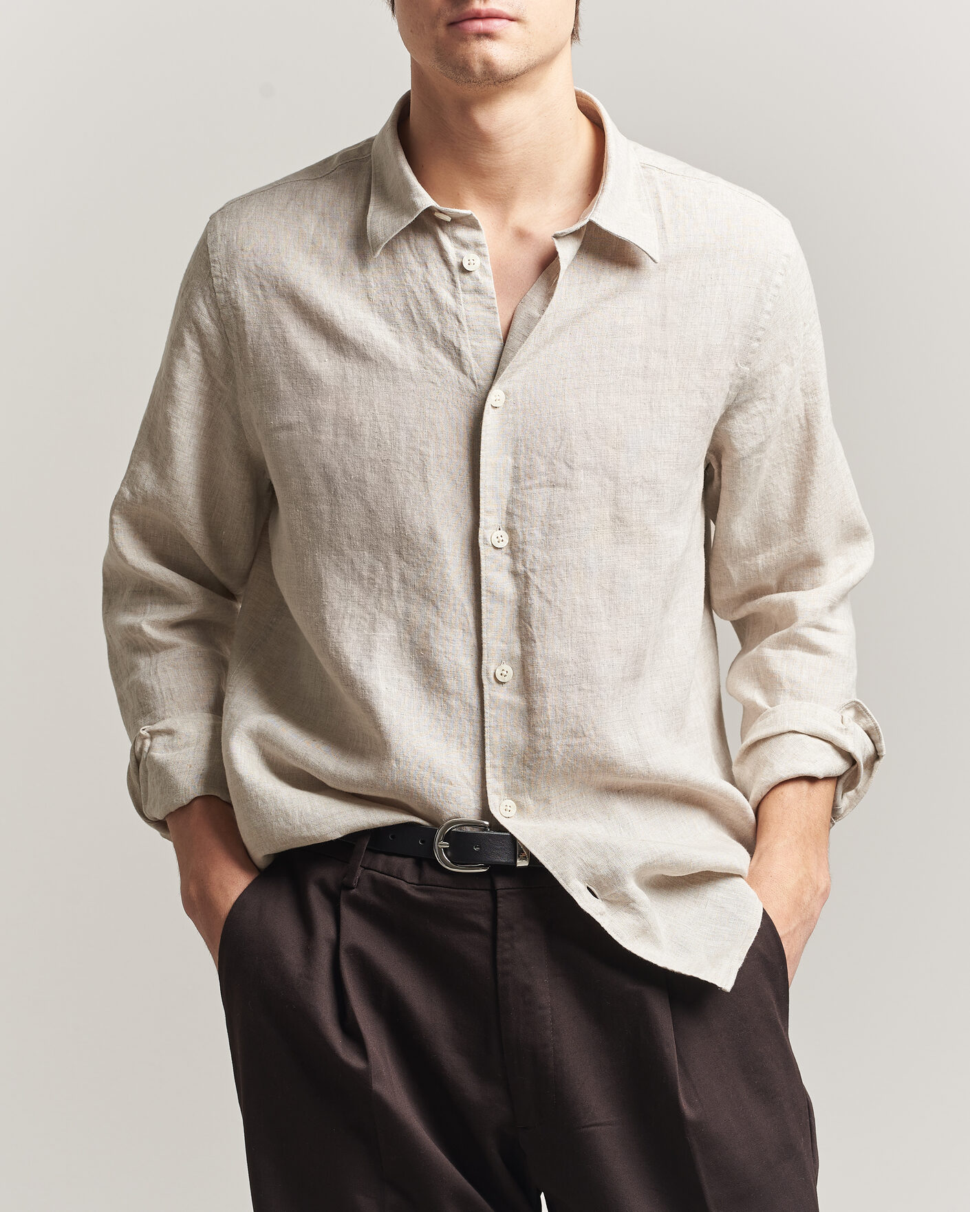 Heren | Overhemden | NN07 | Enzo Linen Shirt Oat