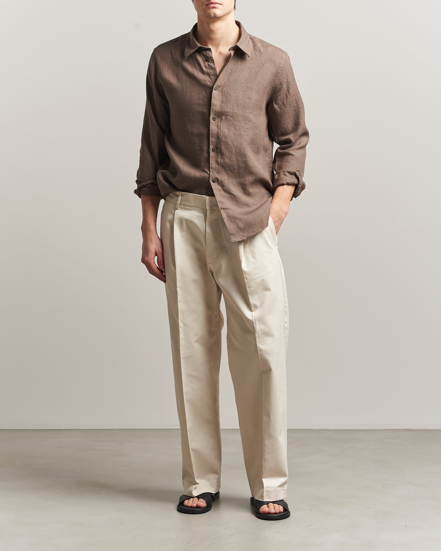 Heren | Overhemden | NN07 | Enzo Linen Shirt Mable Husk