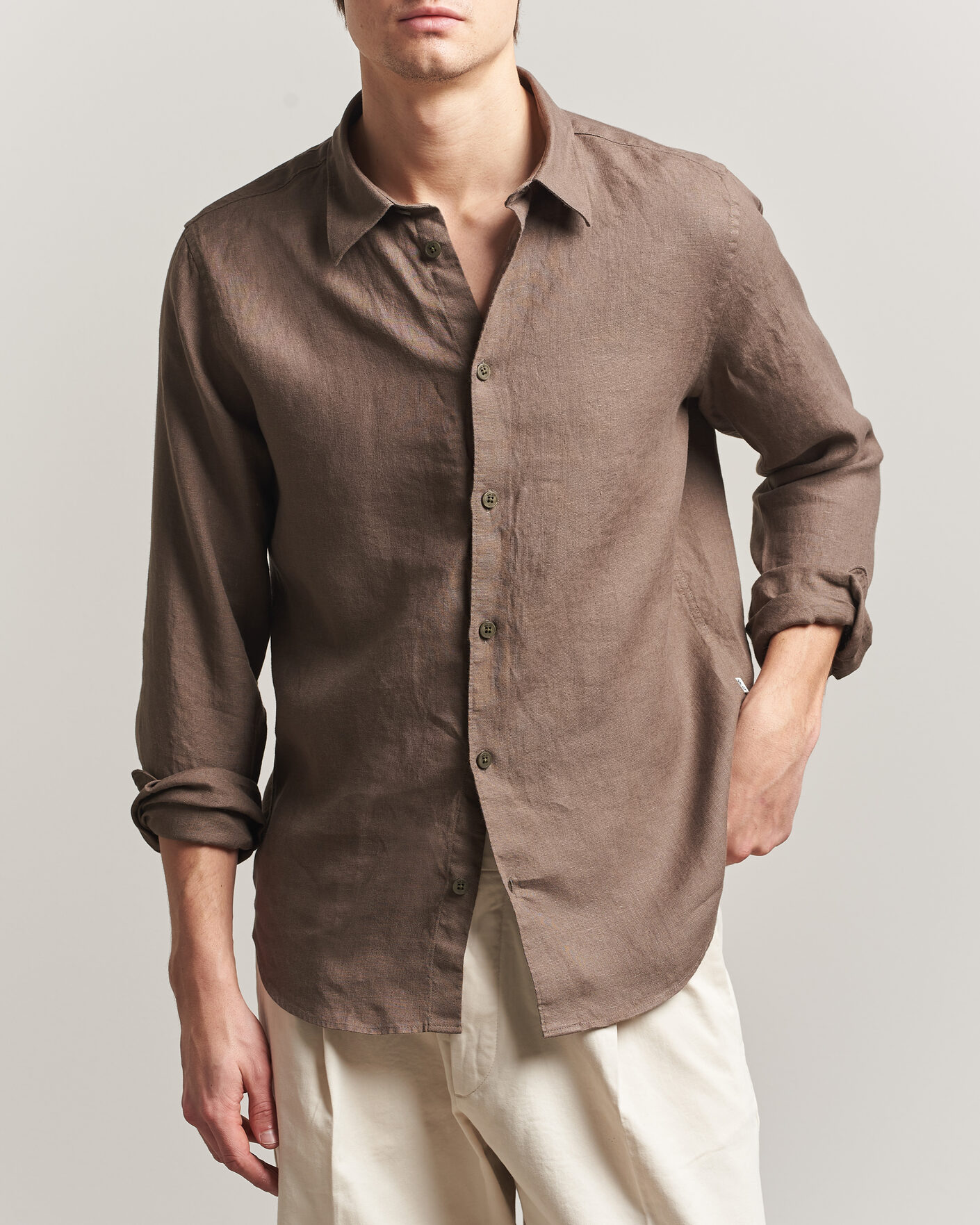 Heren | Overhemden | NN07 | Enzo Linen Shirt Mable Husk