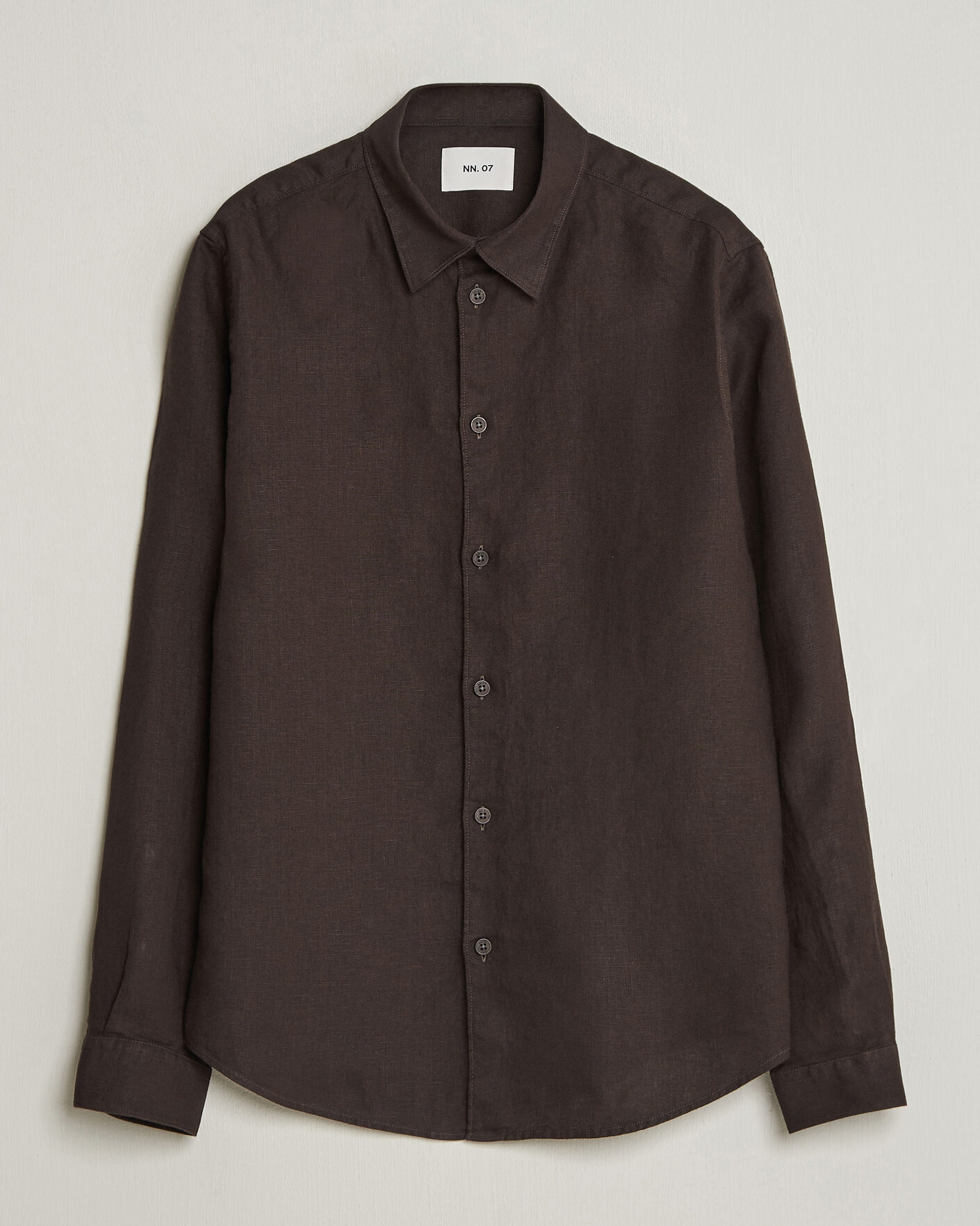 Heren | Overhemden | NN07 | Enzo Linen Shirt Deep Truffle