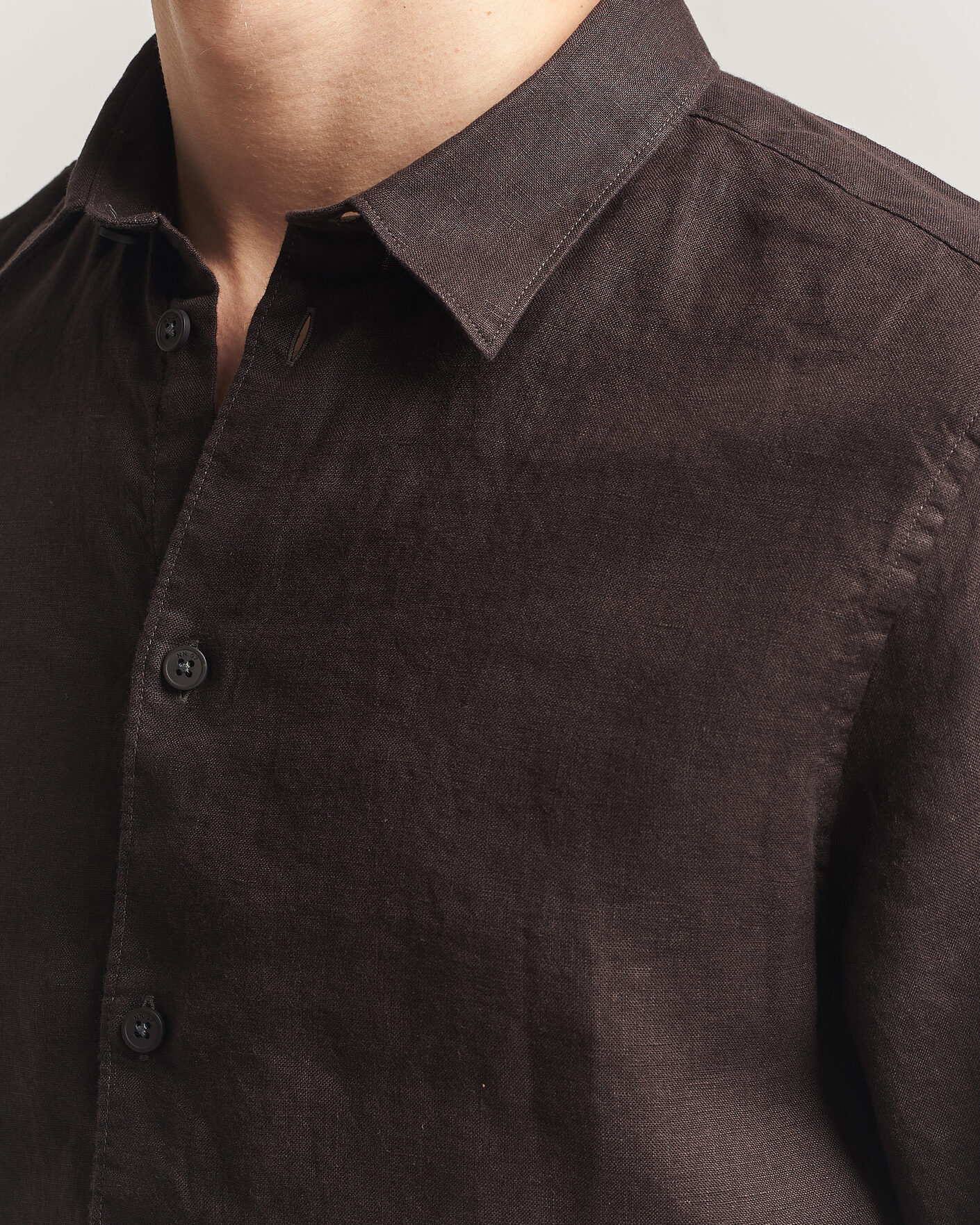 Heren | Overhemden | NN07 | Enzo Linen Shirt Deep Truffle