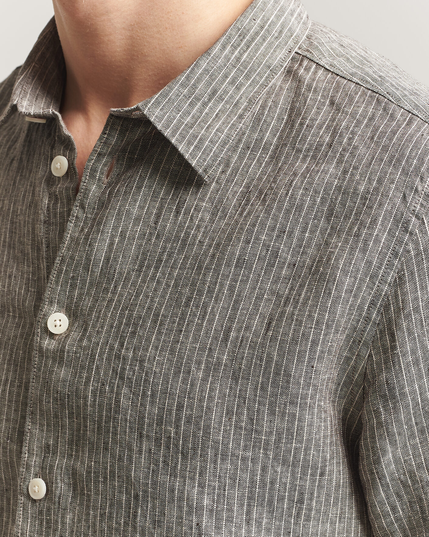 Heren | Overhemden | NN07 | Enzo Linen Shirt Clay Stripe
