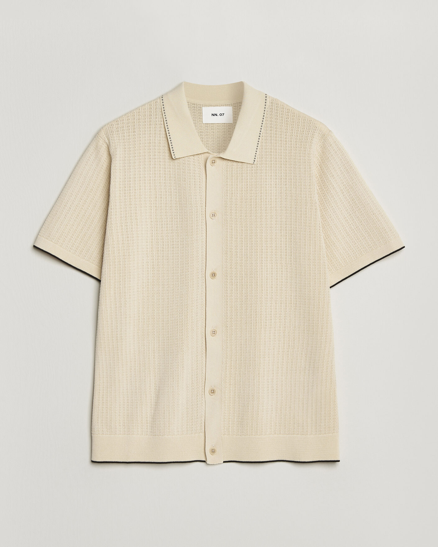 Heren | Overhemden | NN07 | Nalo Knitted Short Sleeve Shirt Ivory