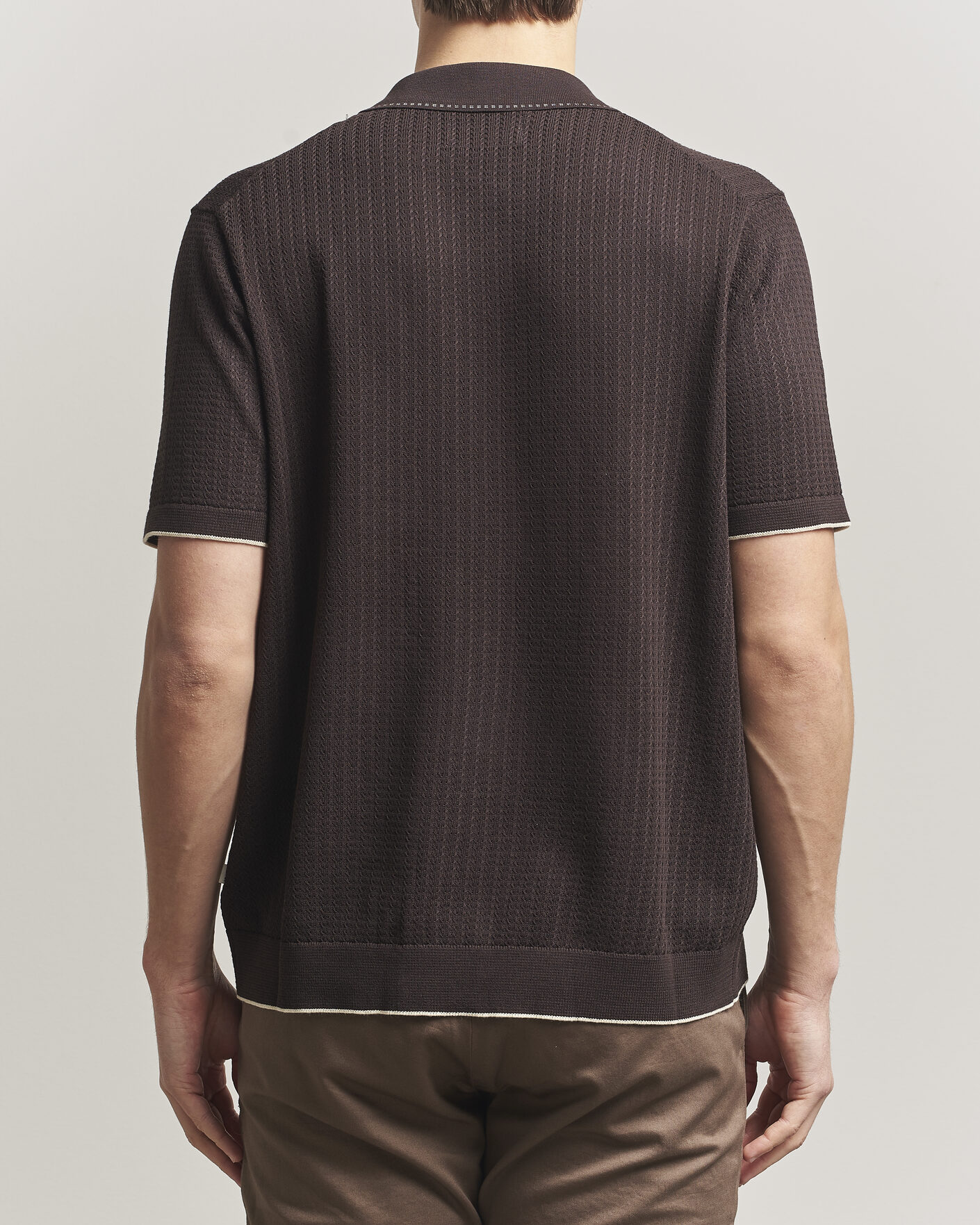 Heren | Overhemden | NN07 | Nalo Knitted Short Sleeve Shirt Deep Truffle