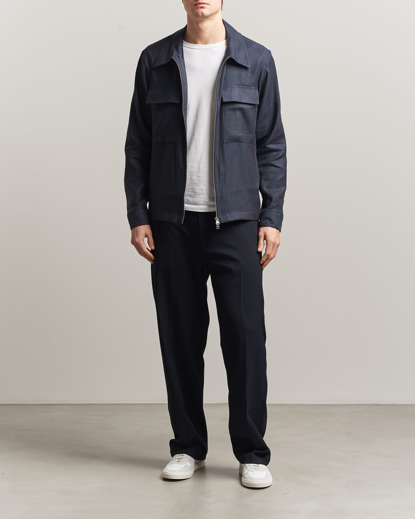 Heren | Overhemden | NN07 | Alban Linen/Viscose Overshirt Deep Navy