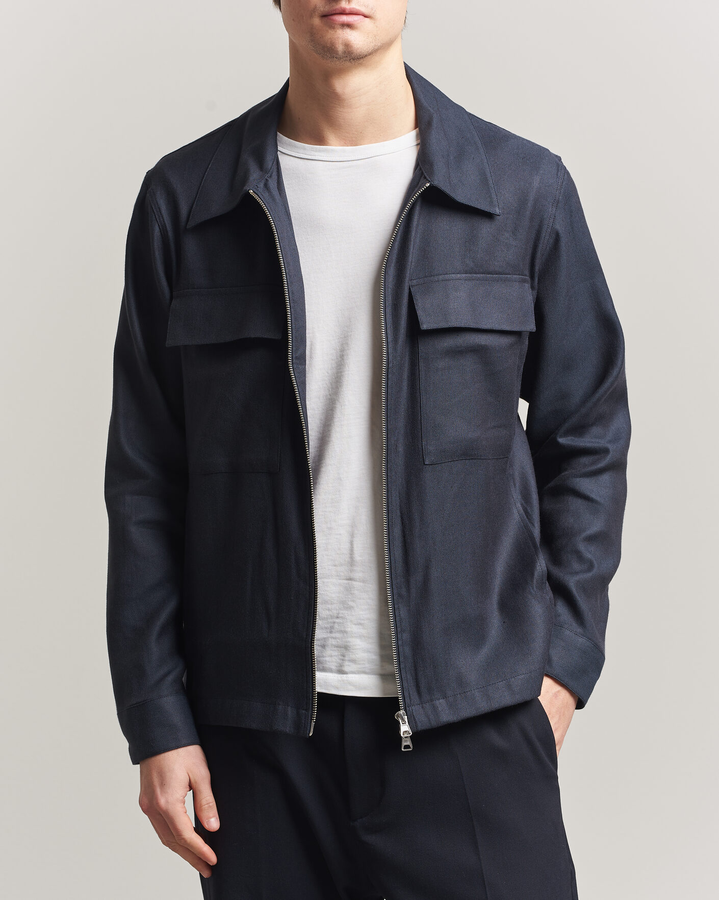 Heren | Overhemden | NN07 | Alban Linen/Viscose Overshirt Deep Navy