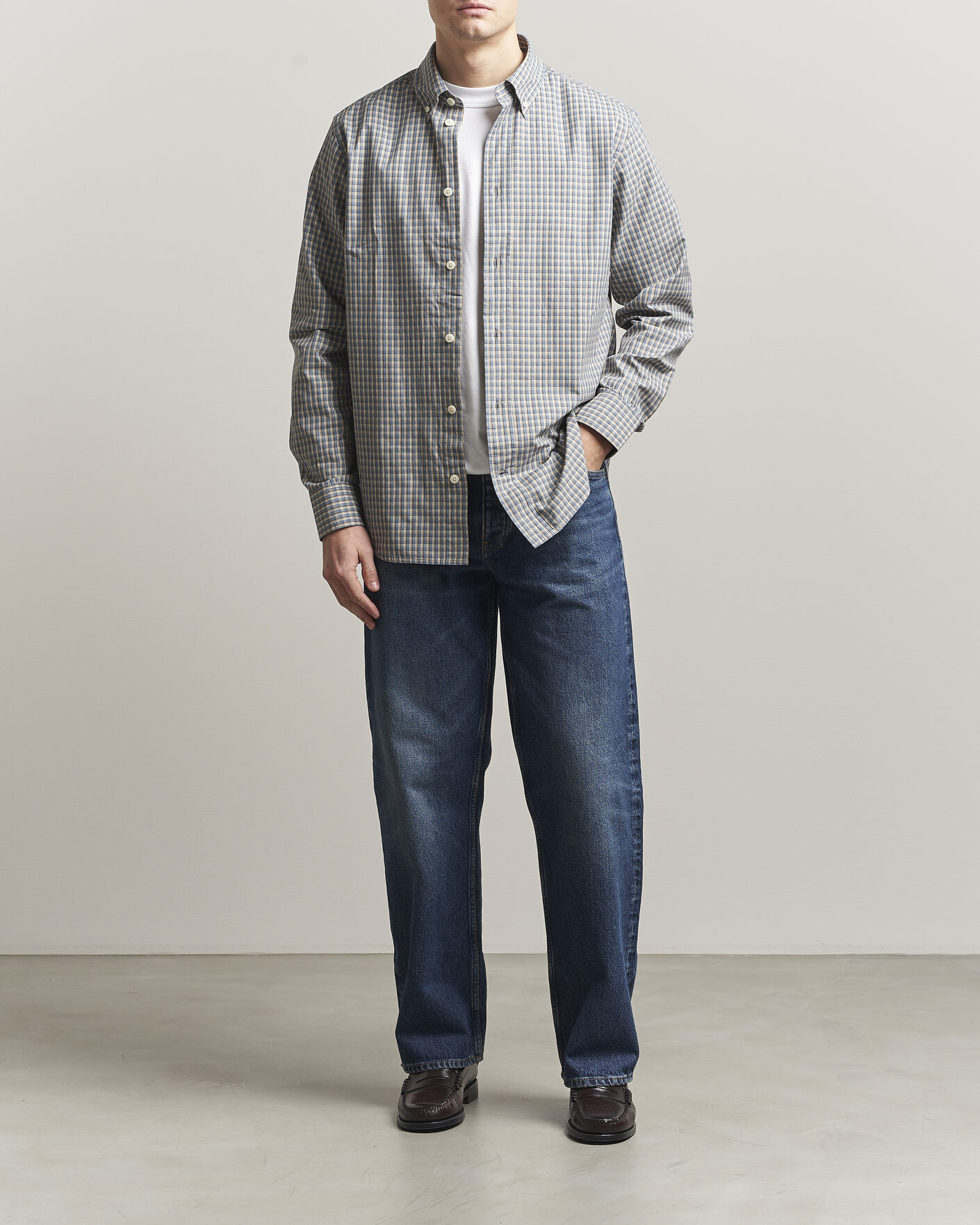 Heren | Overhemden | NN07 | Colby Brushed Cotton Shirt Blue Check