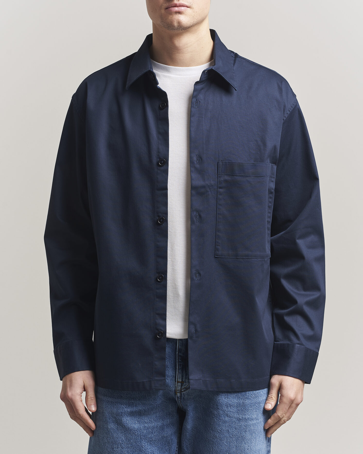 Heren | Overhemden | NN07 | Freddy Cotton Overshirt Navy Blue