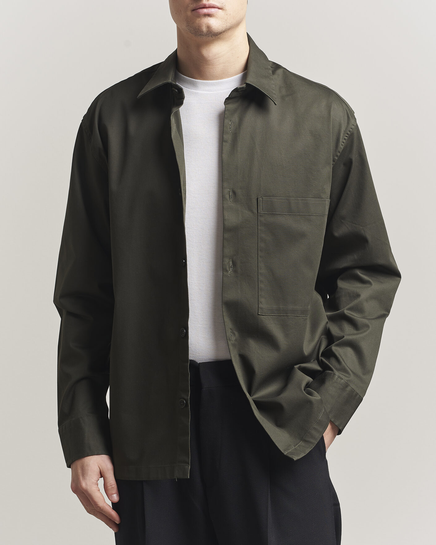 Heren | Overhemden | NN07 | Freddy Cotton Overshirt Dark Army