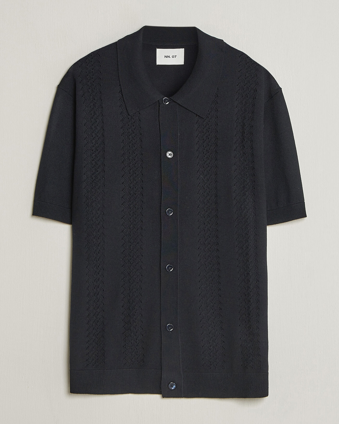 Heren | Overhemden | NN07 | Thor Knitted Short Sleeve Shirt Deep Navy