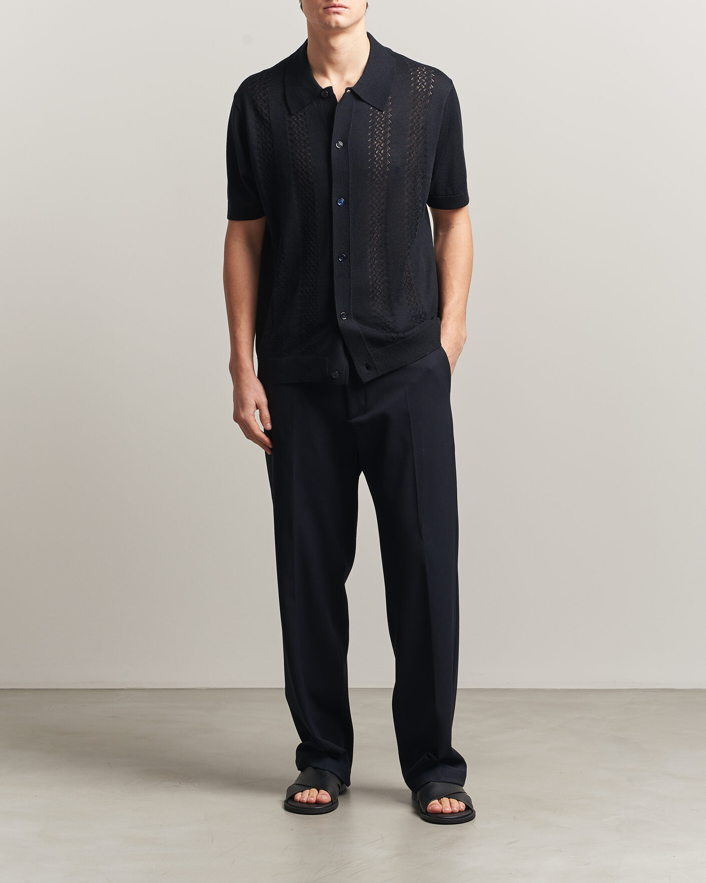 Heren | Overhemden | NN07 | Thor Knitted Short Sleeve Shirt Deep Navy