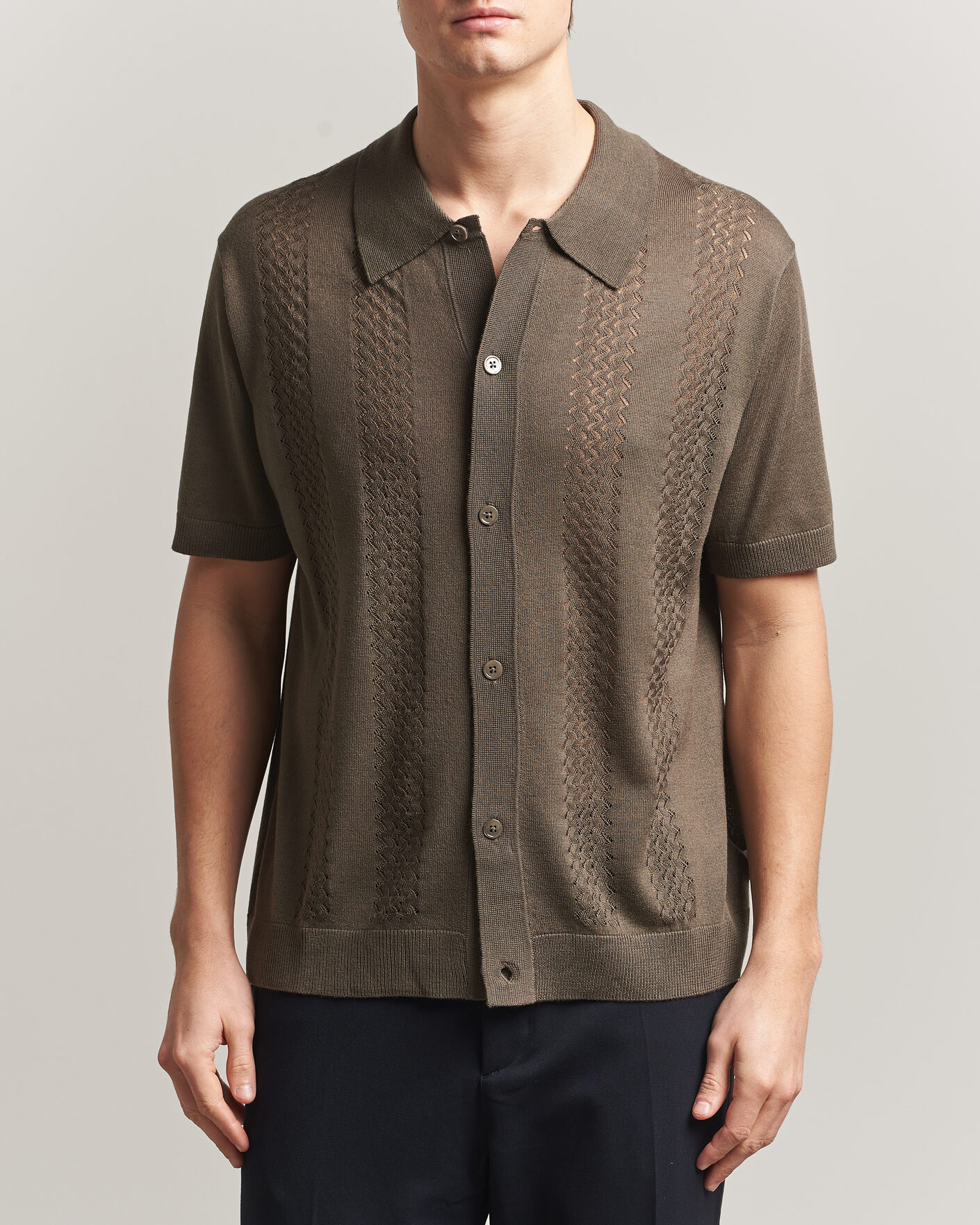Heren | Overhemden | NN07 | Thor Knitted Short Sleeve Shirt Mable Husk