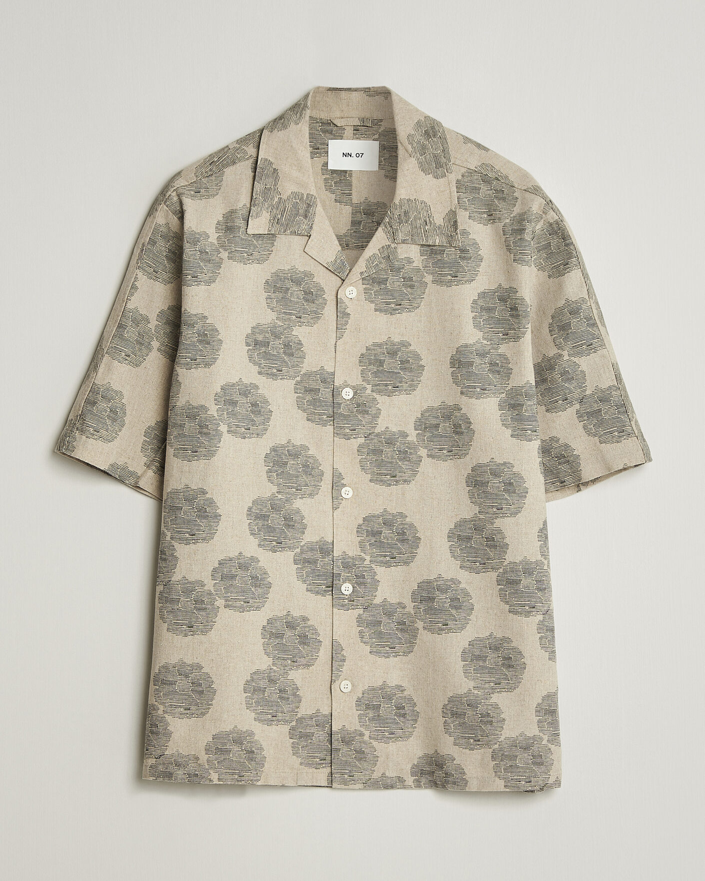 Heren | Overhemden | NN07 | Ole Printed Short Sleeve Shirt Oatmeal