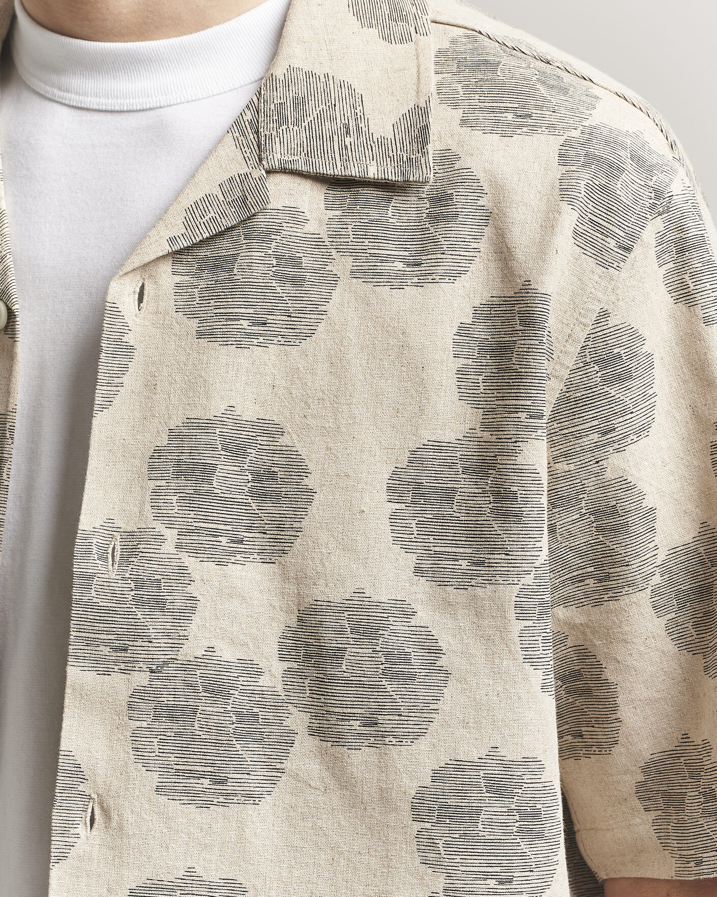 Heren | Overhemden | NN07 | Ole Printed Short Sleeve Shirt Oatmeal