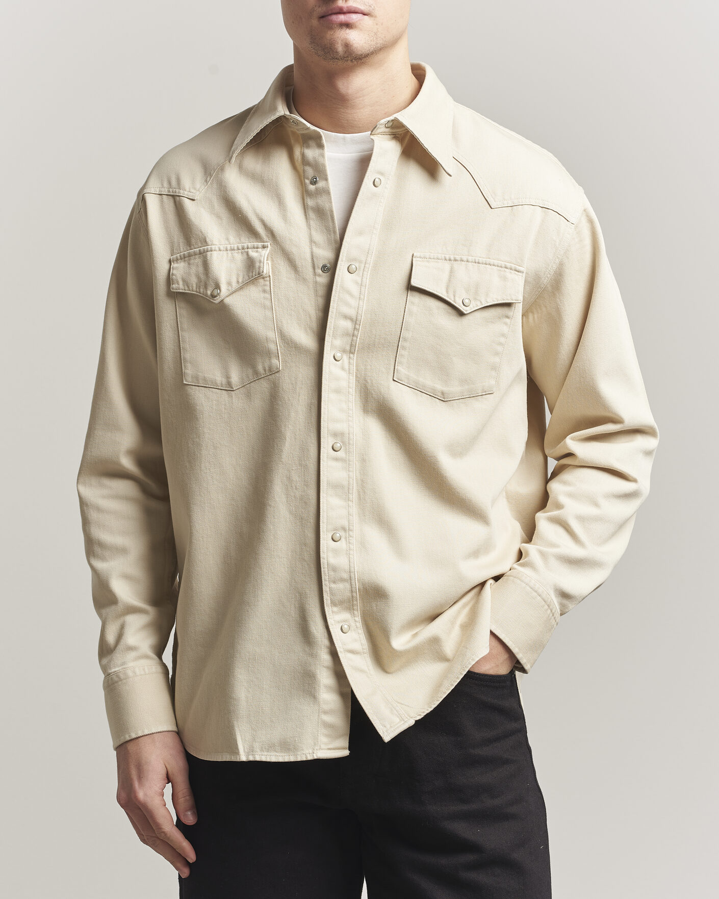 Heren | Overhemden | NN07 | Ricky Western Denim Shirt Ivory