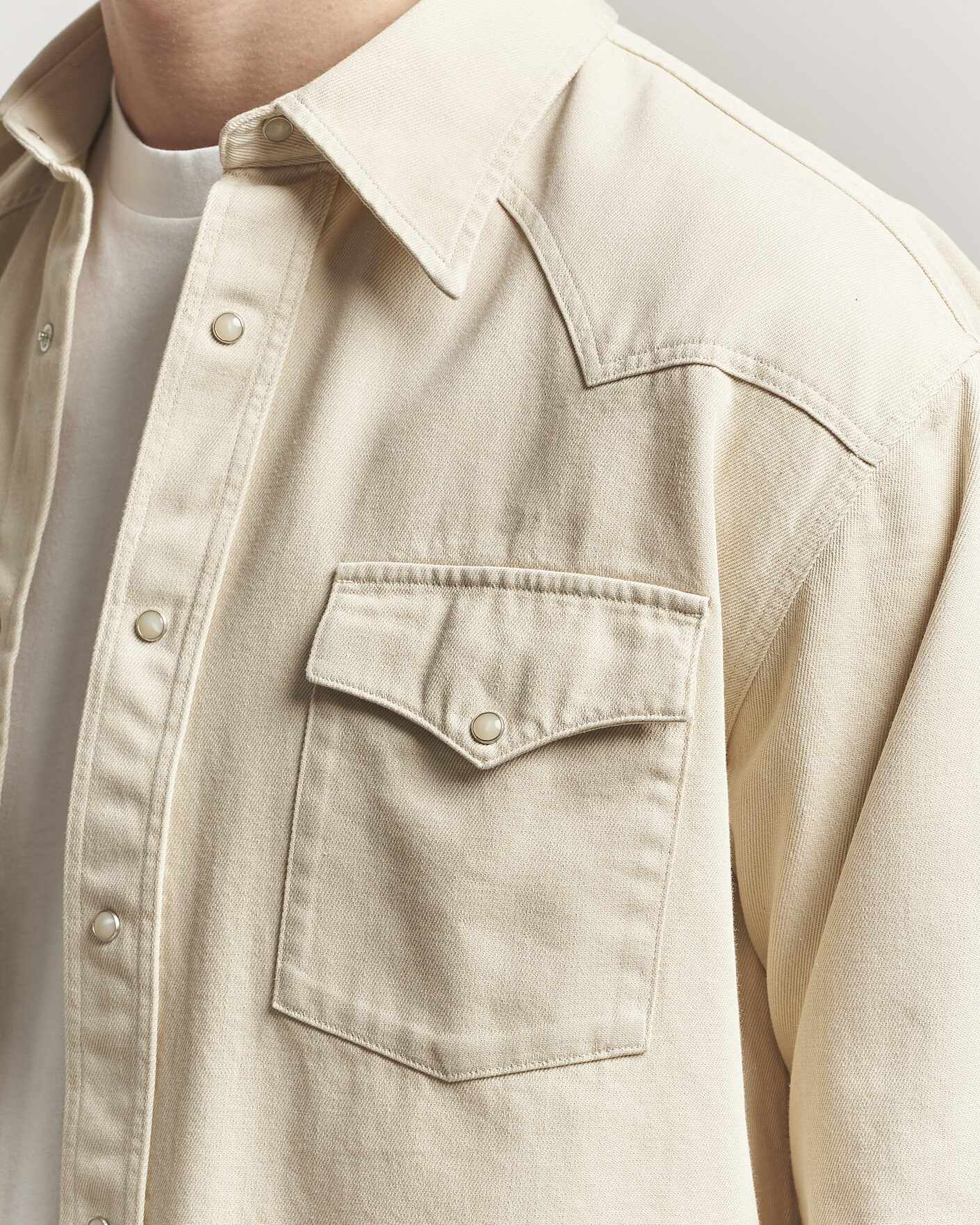 Heren | Overhemden | NN07 | Ricky Western Denim Shirt Ivory