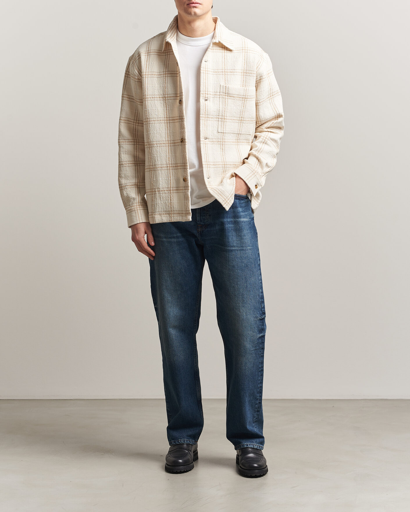 Heren | Overhemden | NN07 | Adwin Checked Overshirt Ivory
