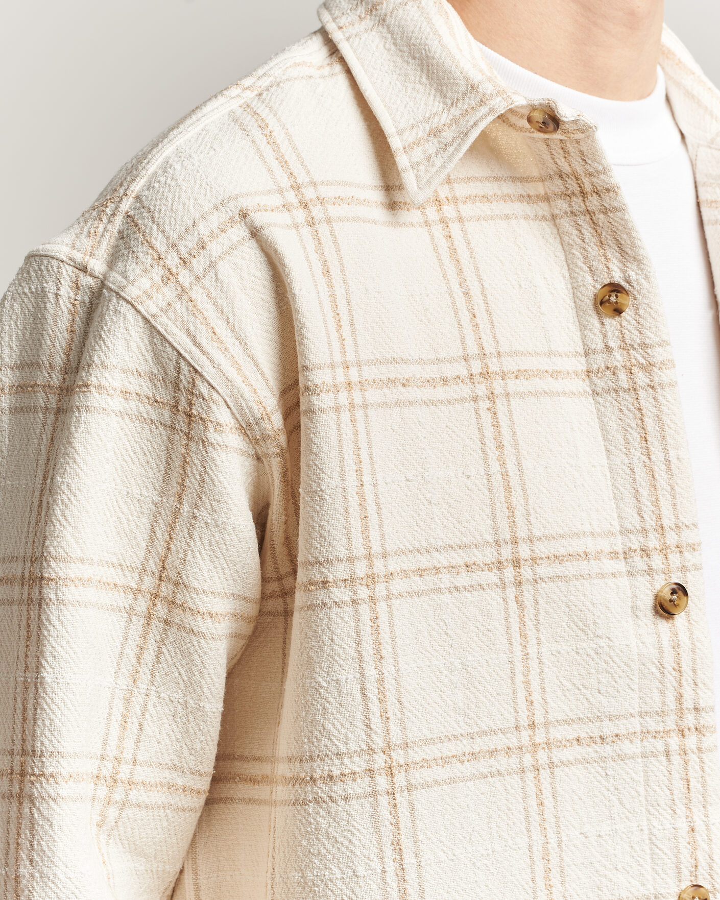 Heren | Overhemden | NN07 | Adwin Checked Overshirt Ivory