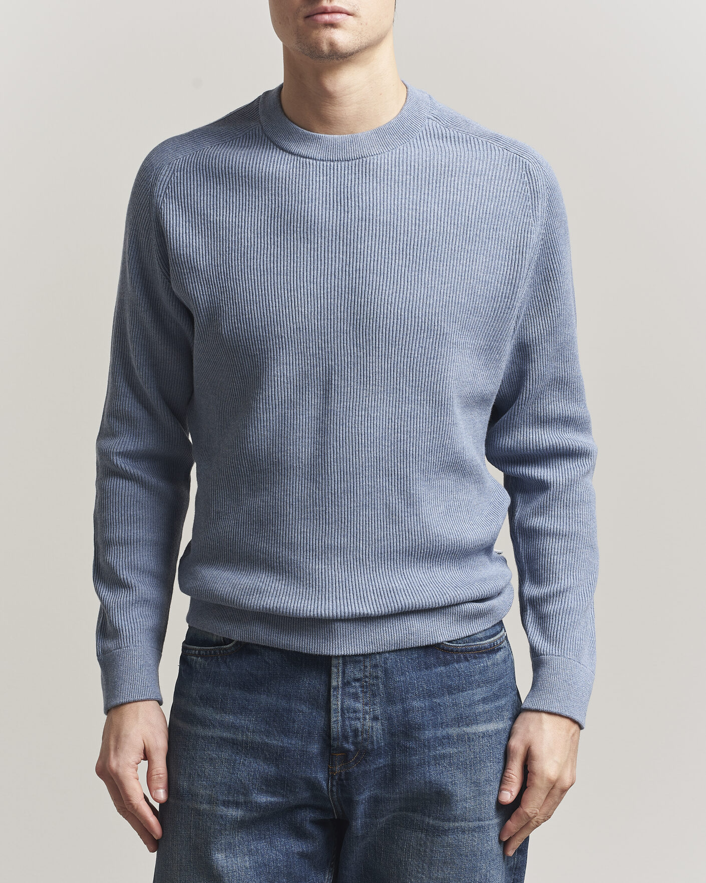 Heren | Truien | NN07 | Kevin Cotton Knitted Sweater Stone Blue