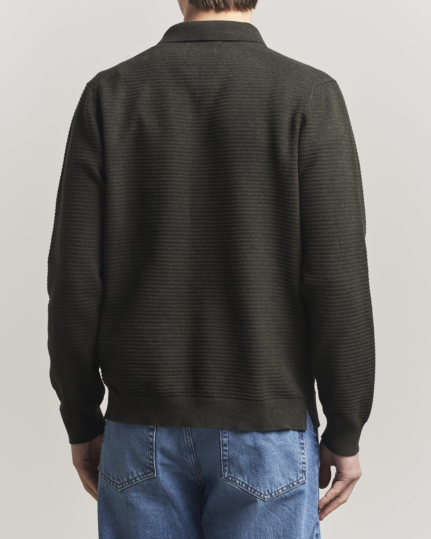 Heren | Truien | NN07 | Paul Knitted Long Sleeve Polo Dark Army