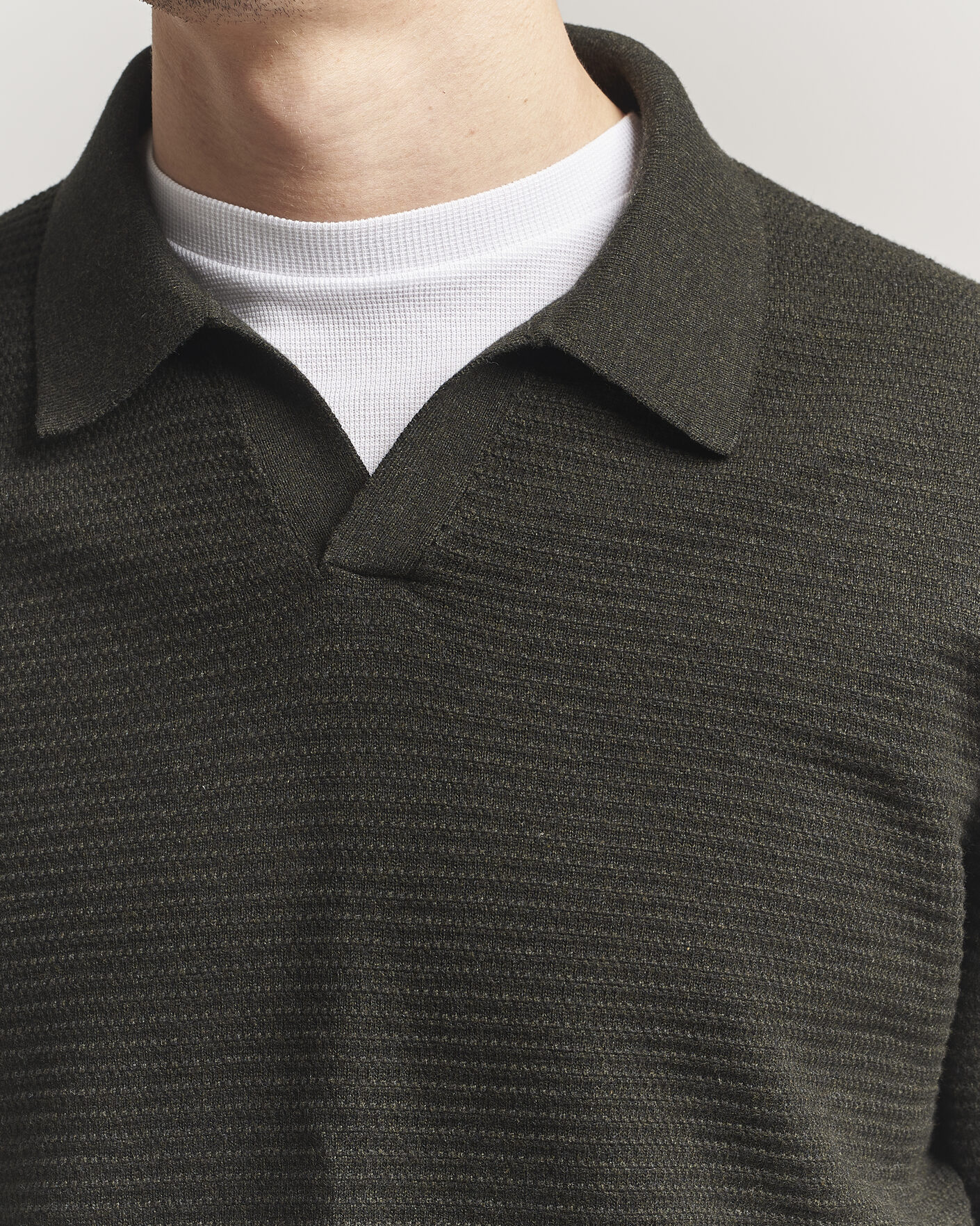 Heren | Truien | NN07 | Paul Knitted Long Sleeve Polo Dark Army