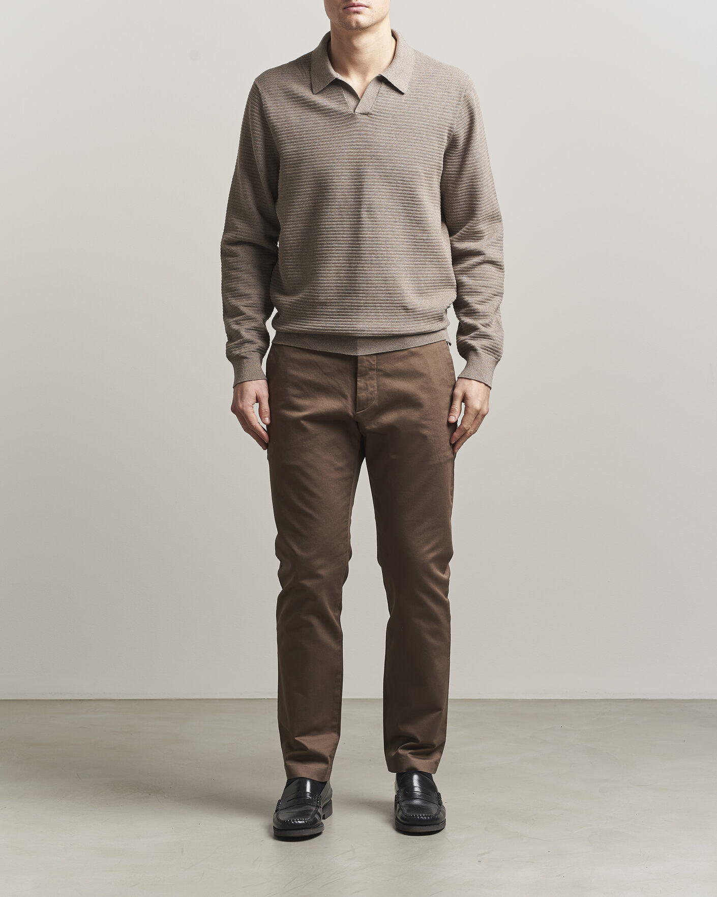 Heren | Truien | NN07 | Paul Knitted Long Sleeve Polo Mable Husk