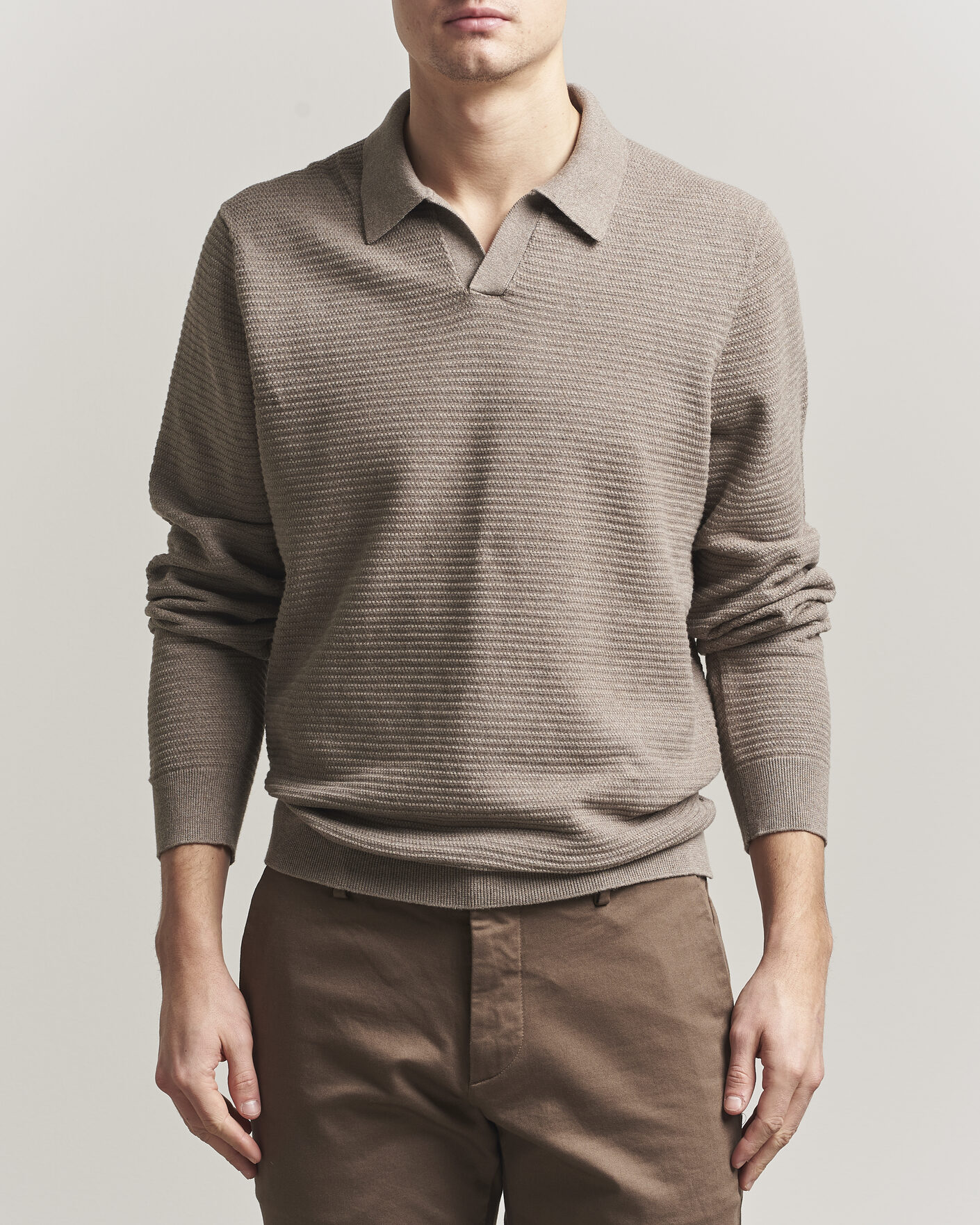 Heren | Truien | NN07 | Paul Knitted Long Sleeve Polo Mable Husk