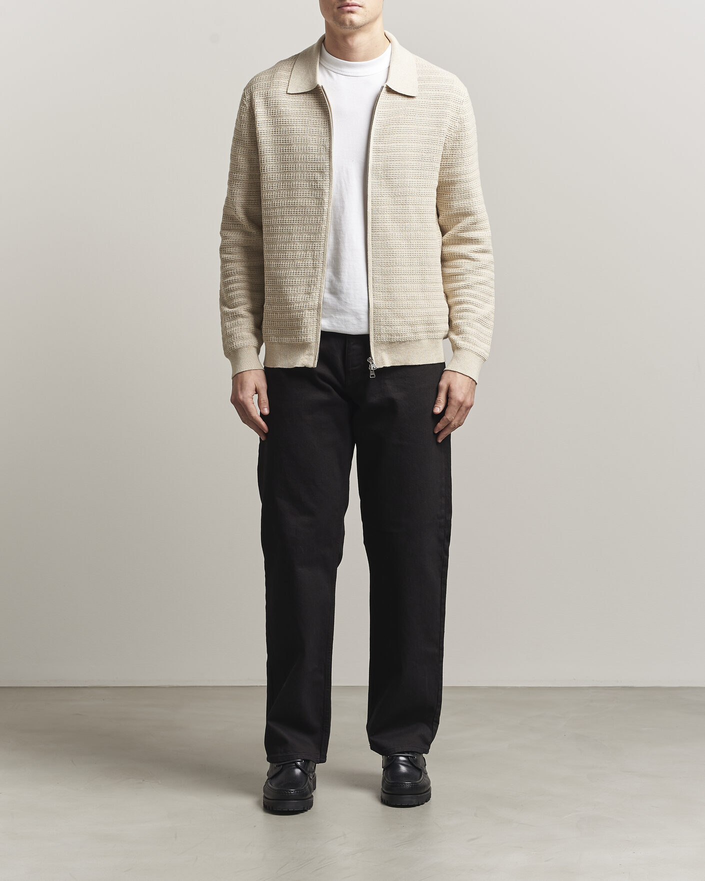 Heren | Truien | NN07 | Gustav Knitted Full Zip Ivory