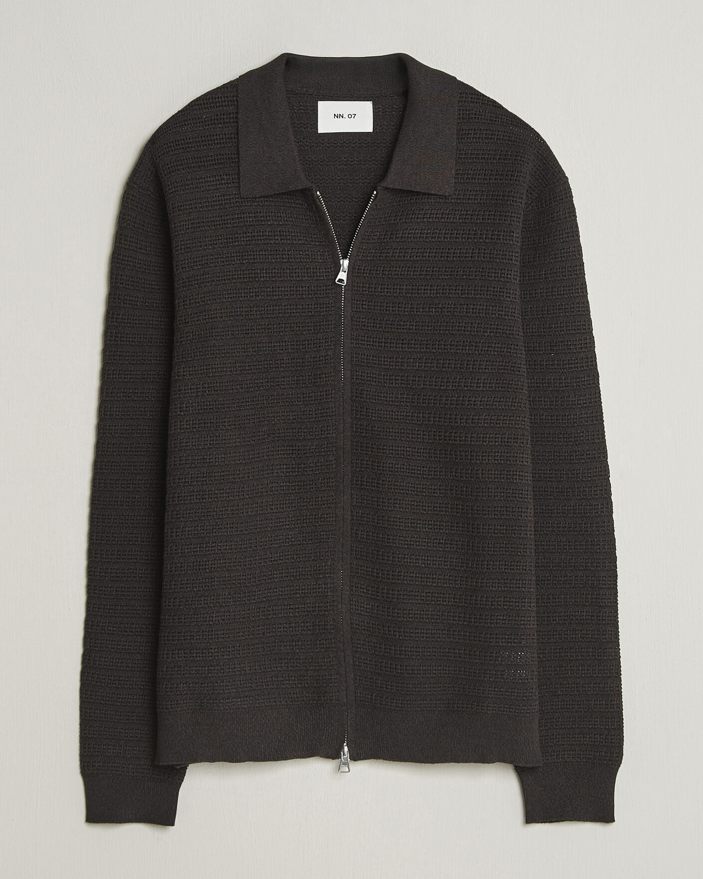 Heren | Truien | NN07 | Gustav Knitted Full Zip Deep Truffle