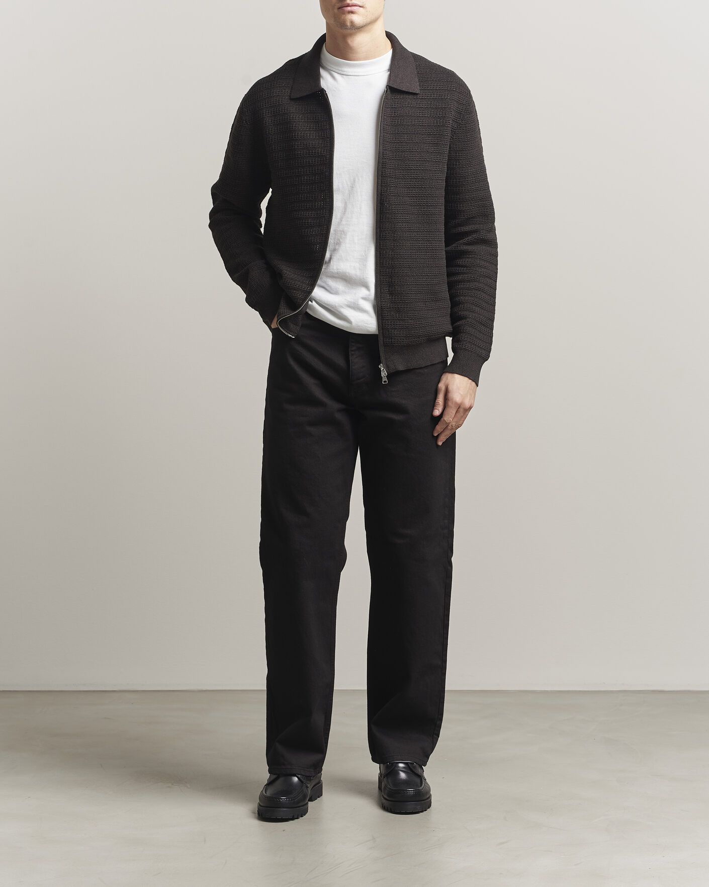 Heren | Truien | NN07 | Gustav Knitted Full Zip Deep Truffle