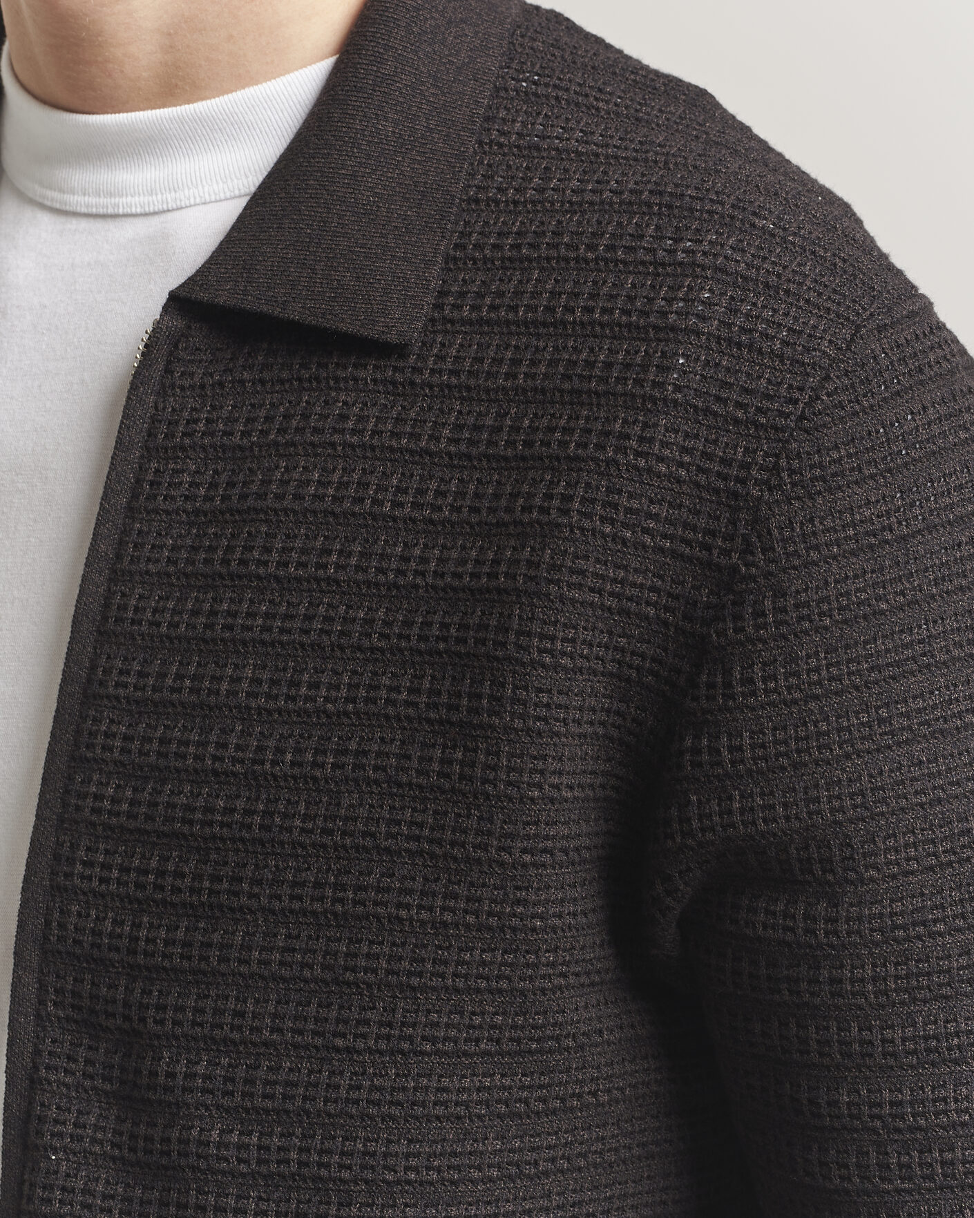 Heren | Truien | NN07 | Gustav Knitted Full Zip Deep Truffle