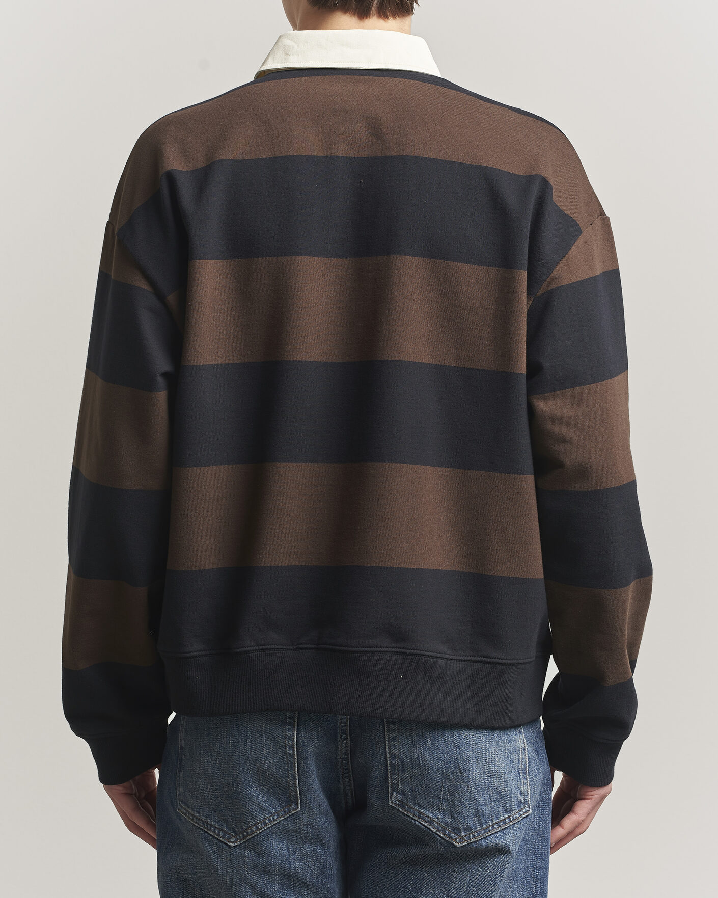 Heren | Truien | NN07 | David Rugby Sweater Brown Stripe