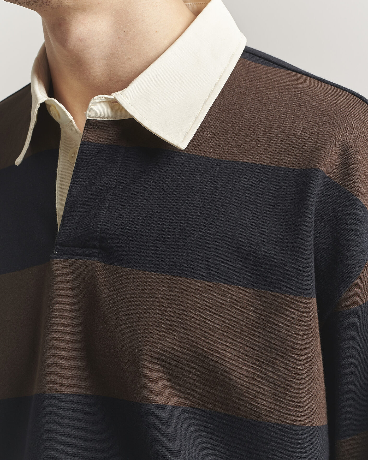 Heren | Truien | NN07 | David Rugby Sweater Brown Stripe