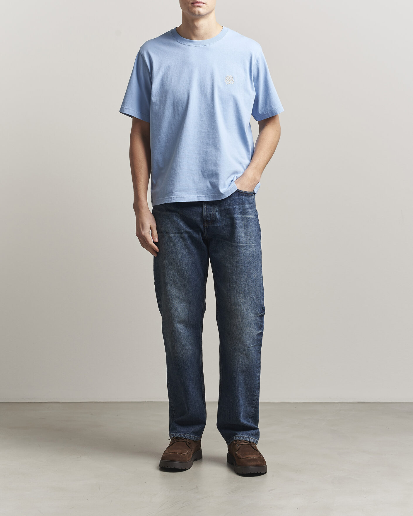Heren | T-shirts | NN07 | Jett Embroidered Crew Neck T-Shirt Cerulian Blue