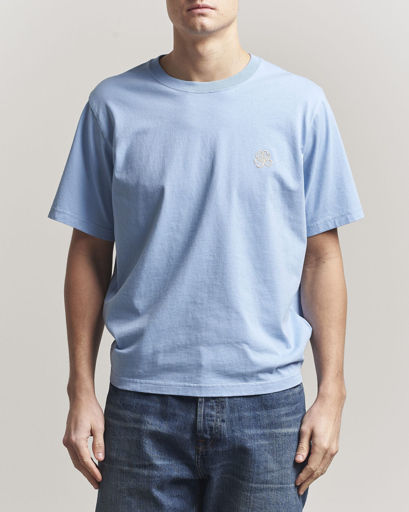 Heren | T-shirts | NN07 | Jett Embroidered Crew Neck T-Shirt Cerulian Blue