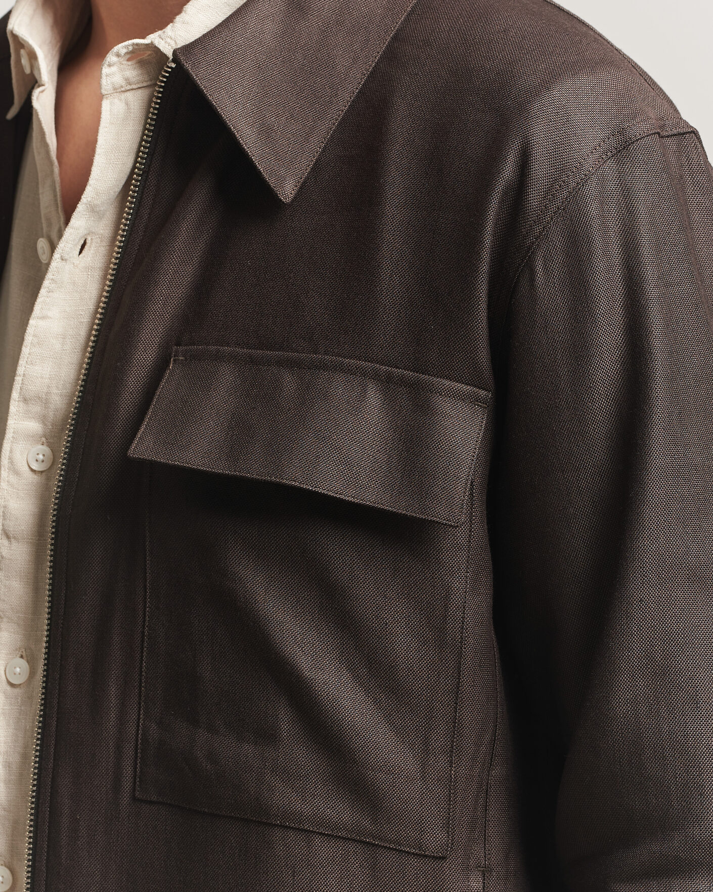 Heren | Overhemden | NN07 | Alban Linen/Viscose Overshirt Deep Truffle
