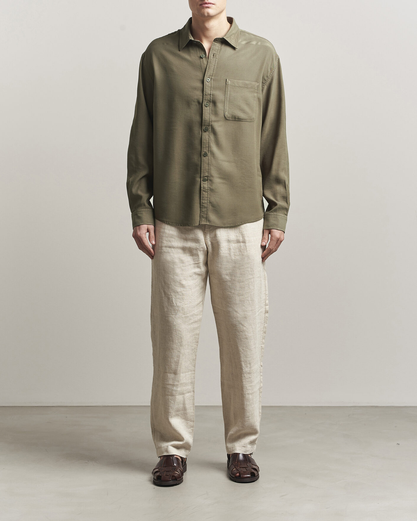 Heren | Overhemden | NN07 | Deon Tencel Shirt Capers Green