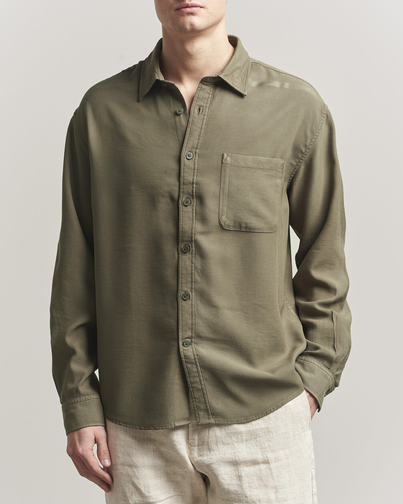 Heren | Overhemden | NN07 | Deon Tencel Shirt Capers Green