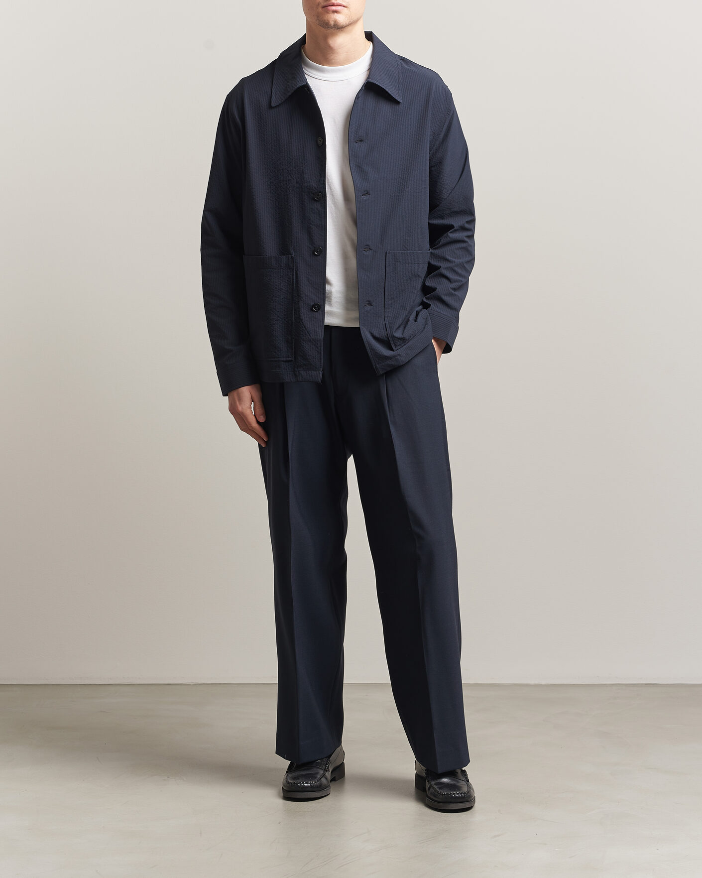 Heren | Overhemden | NN07 | Blaze Seersucker Overshirt Navy Blue