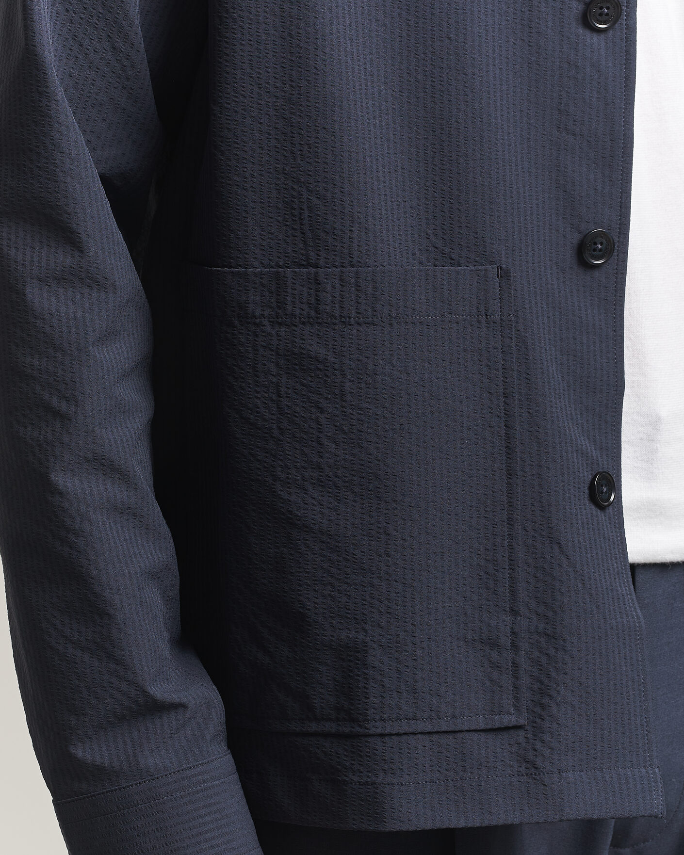 Heren | Overhemden | NN07 | Blaze Seersucker Overshirt Navy Blue