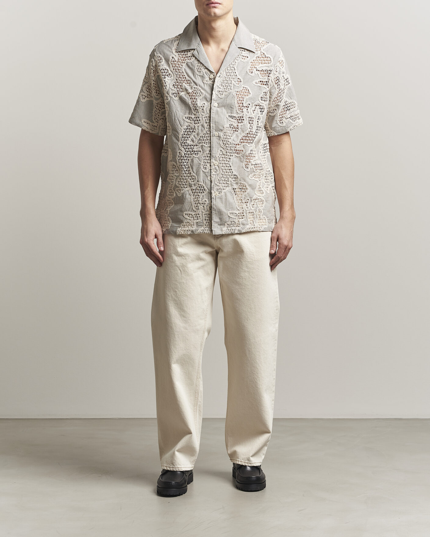 Heren | Overhemden | NN07 | Julio Flower Short Sleeve Shirt Deep Truffle