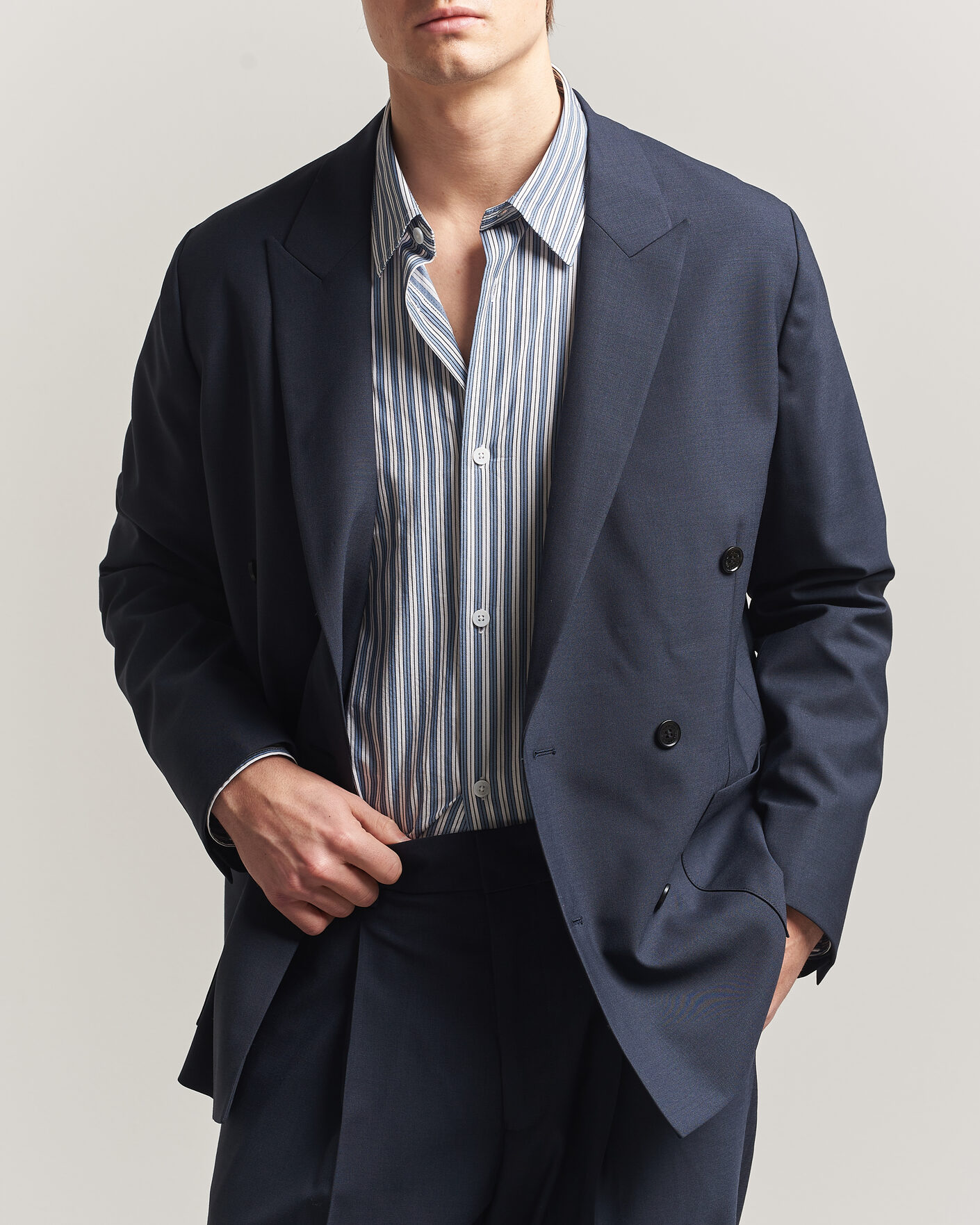 Heren | Blazers | NN07 | Jordin Summer Wool Double Breasted Blazer Deep Navy